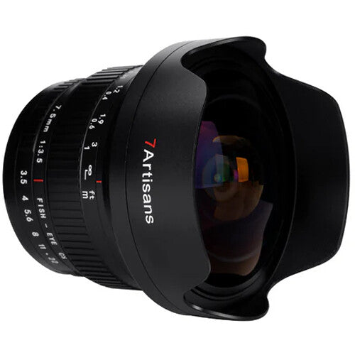 Lente 7Artisans 7.5mm f/3.5 Fisheye - vista frontal