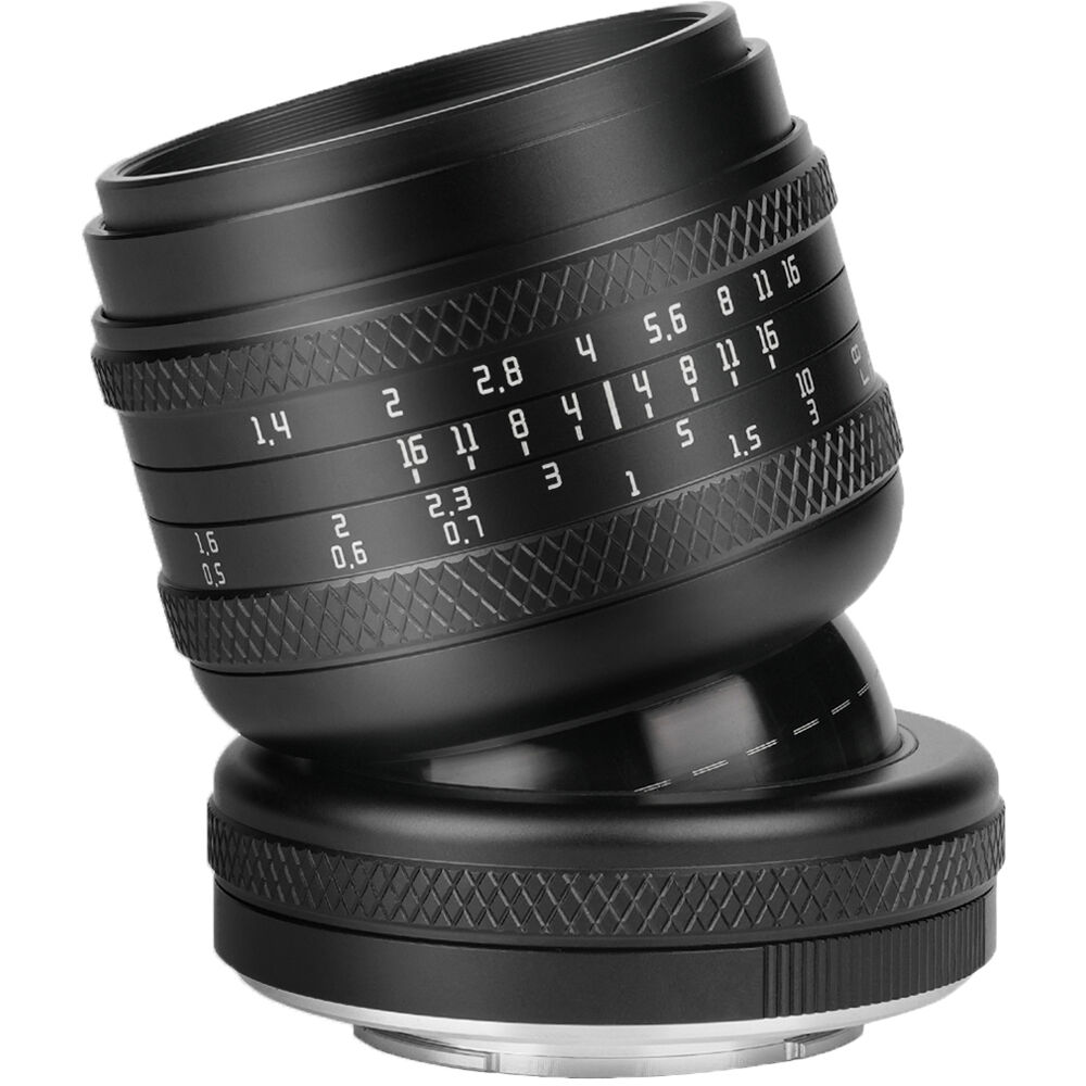Lente AstrHori 50mm f/1.4 Tilt (Negro) - vista lateral