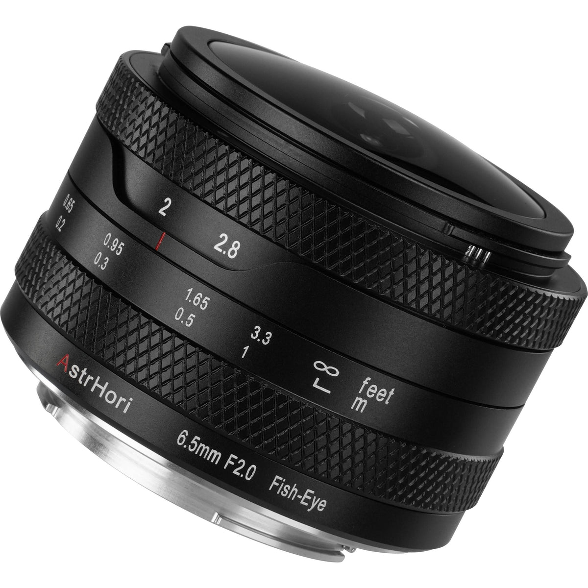 Lente AstrHori 6.5mm f/2 Fisheye - vista lateral
