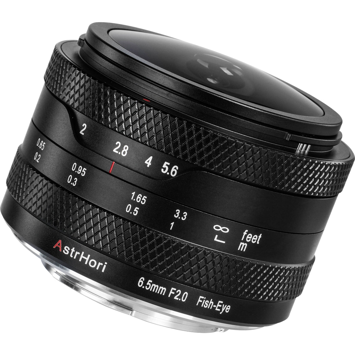 Lente AstrHori 6.5mm f/2 Fisheye - vista lateral