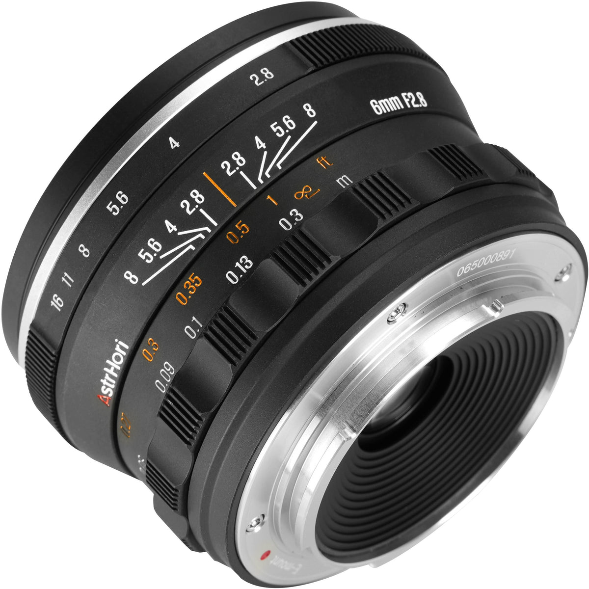 Lente AstrHori 6mm f/2.8 Fisheye - vista lateral