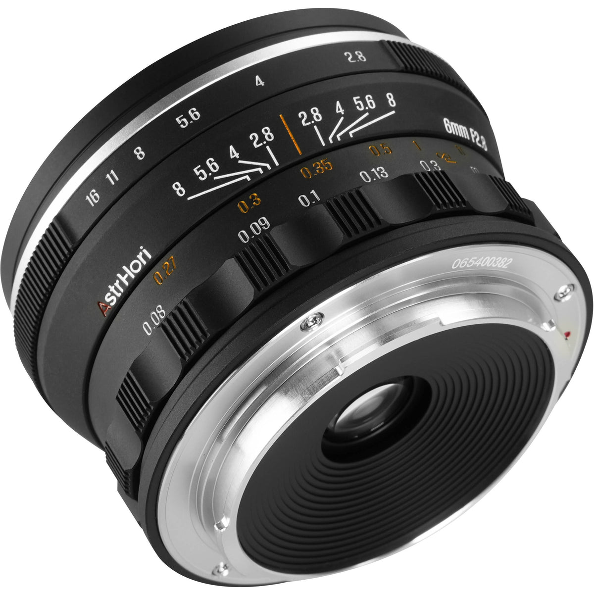 Lente AstrHori 6mm f/2.8 Fisheye - vista lateral