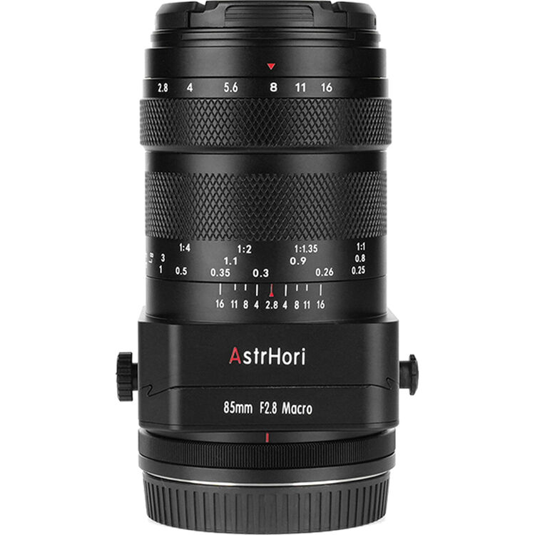 Lente AstrHori 85mm f/2.8 Macro Tilt (Plateado) - vista frontal
