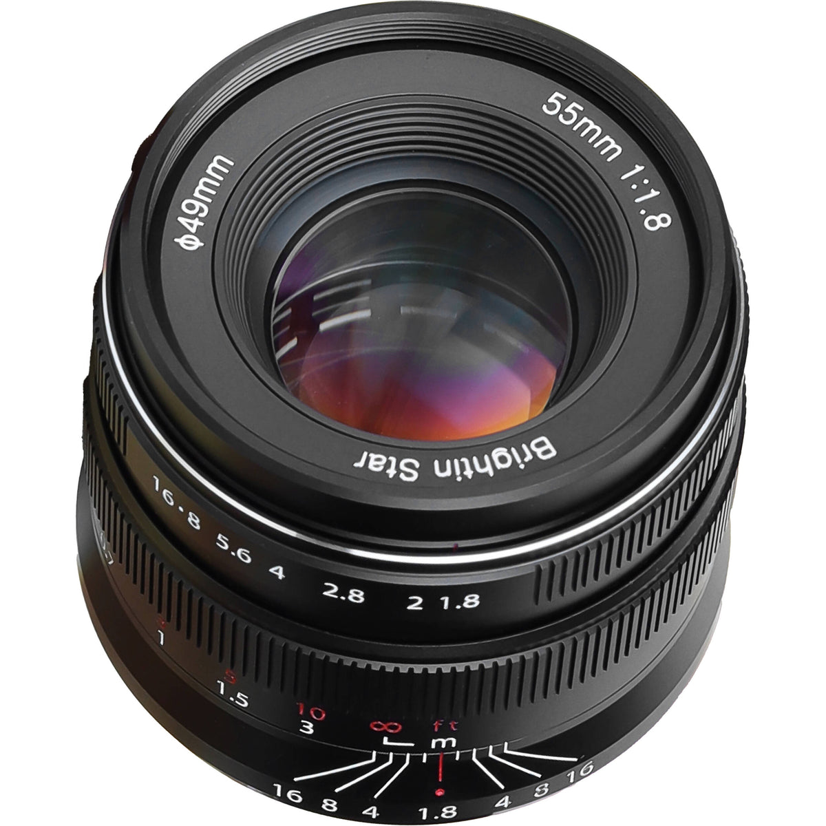Lente Brightin Star 55mm f/1.8 - vista frontal
