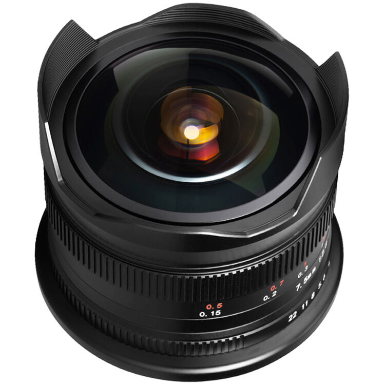 Lente Brightin Star 7.5mm f/2.8 Fisheye (Negro) - vista frontal