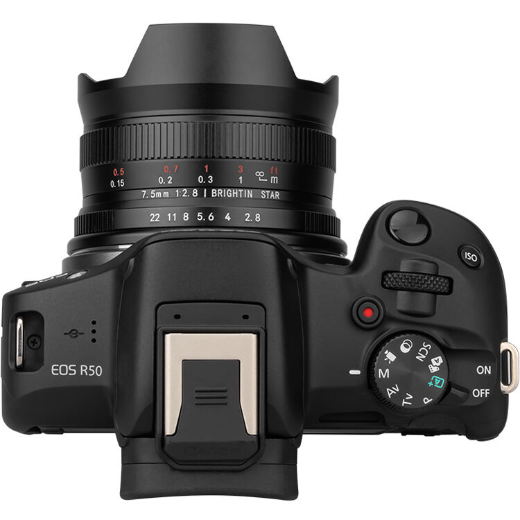 Lente Brightin Star 7.5mm f/2.8 Fisheye (Negro) - vista lateral