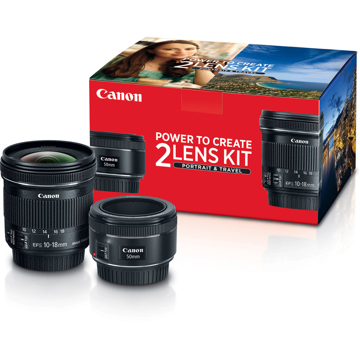 Lente Canon Portrait & Travel 2 Kit con 50mm f/1.8 and 10-18mm f/4.5-5.6 Lenses - vista principal