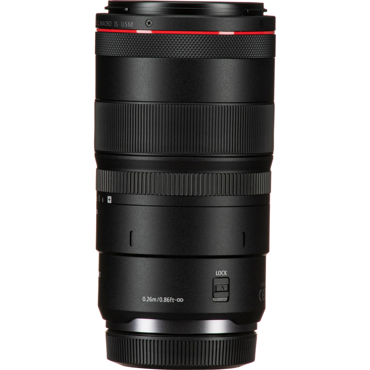 Lente Canon RF 100mm f/2.8 L Macro IS USM - vista lateral