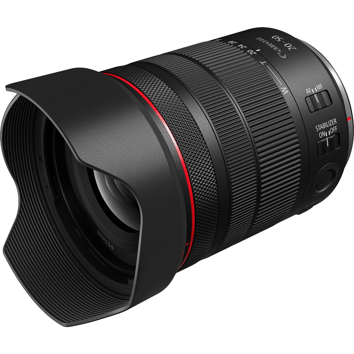 Lente Canon RF 20-50mm f/4 L IS USM PZ - vista frontal