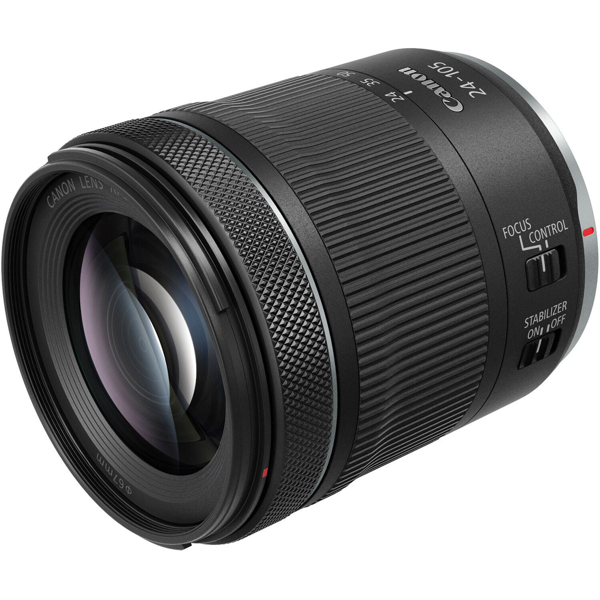 Lente Canon RF 24-105mm f/4-7.1 IS STM - vista lateral