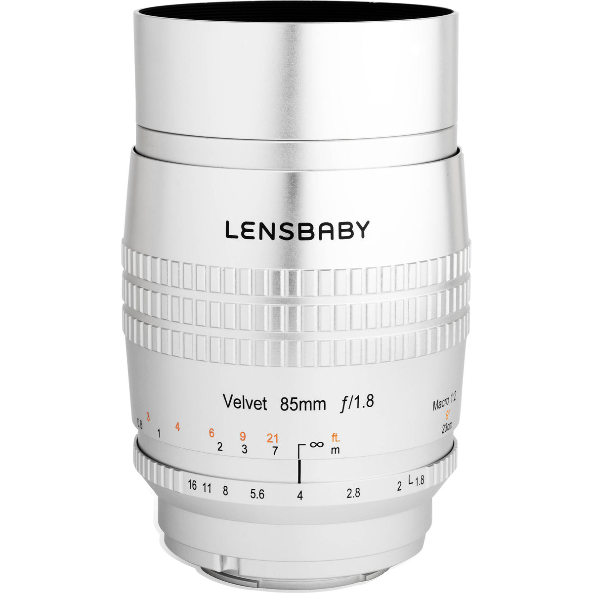 Lente Lensbaby Velvet 85mm f/1.8 (Plateado) - vista frontal