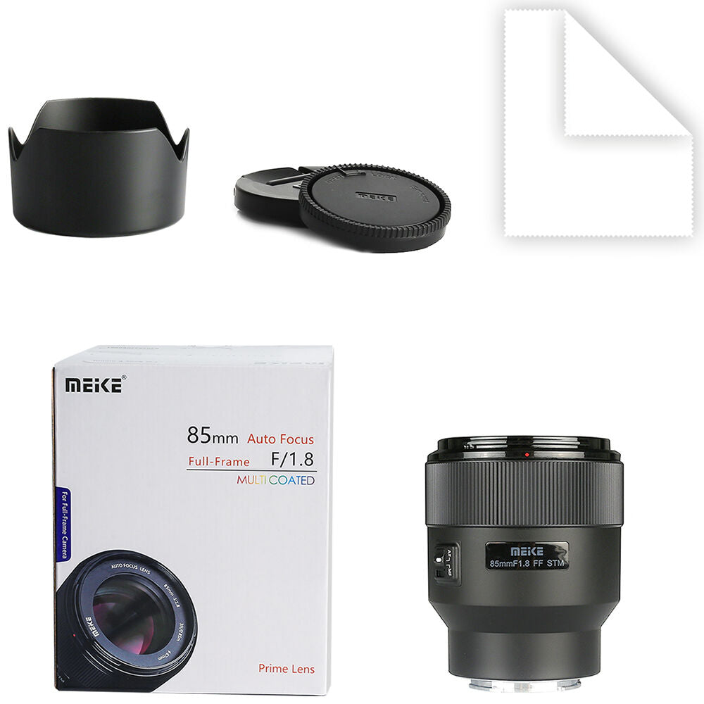 Lente Meike 85mm f/1.8 Full Frame AF - contenido de la caja