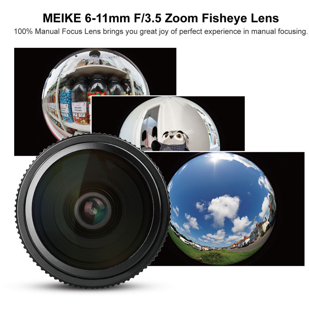 Lente Meike MK-6-11mm f/3.5 Fisheye - contenido de la caja