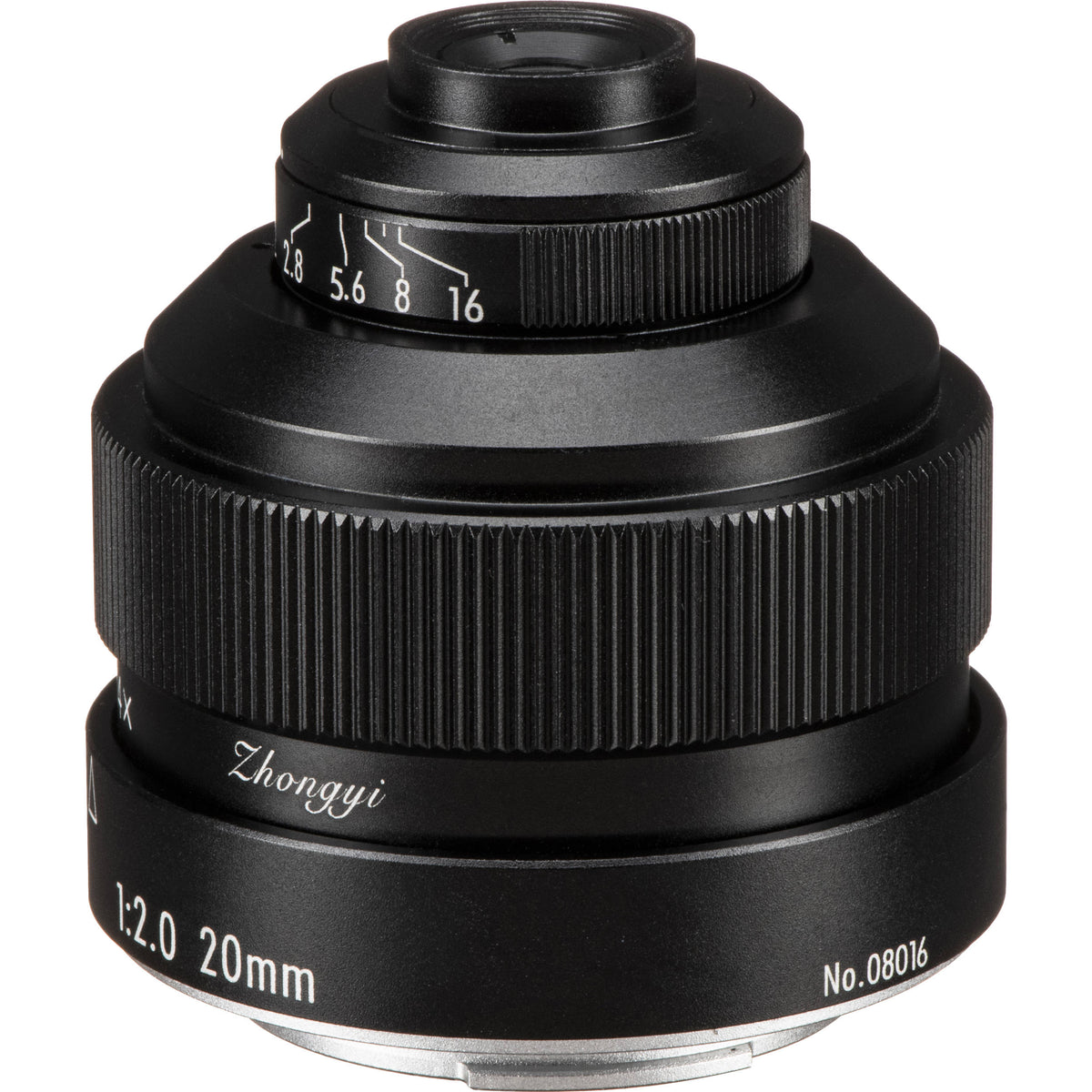 Lente Mitakon Zhongyi 20mm f/2 4.5x Super Macro - vista frontal
