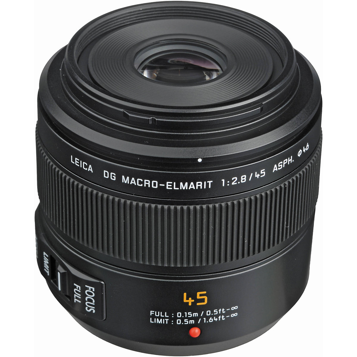 Lente Panasonic Leica DG Macro-Elmarit 45mm f/2.8 ASPH. MEGA O.I.S. - vista frontal
