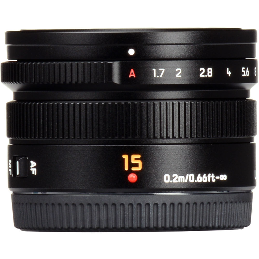 Lente Panasonic Leica DG Summilux 15mm f/1.7 ASPH. - contenido de la caja