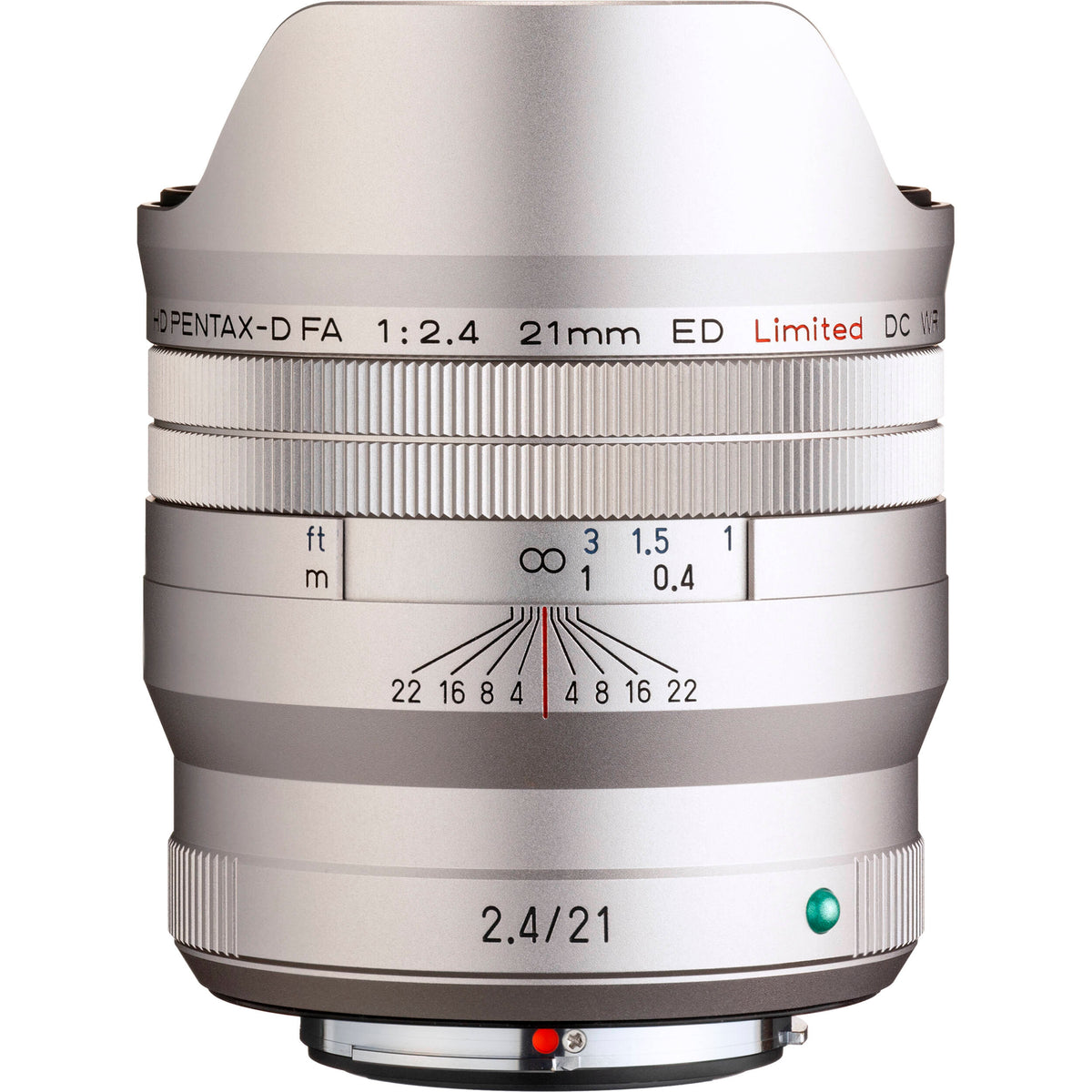 Lente Pentax HD PENTAX-D FA 21mm f/2.4ED Limited DC WR (Plateado) - vista frontal