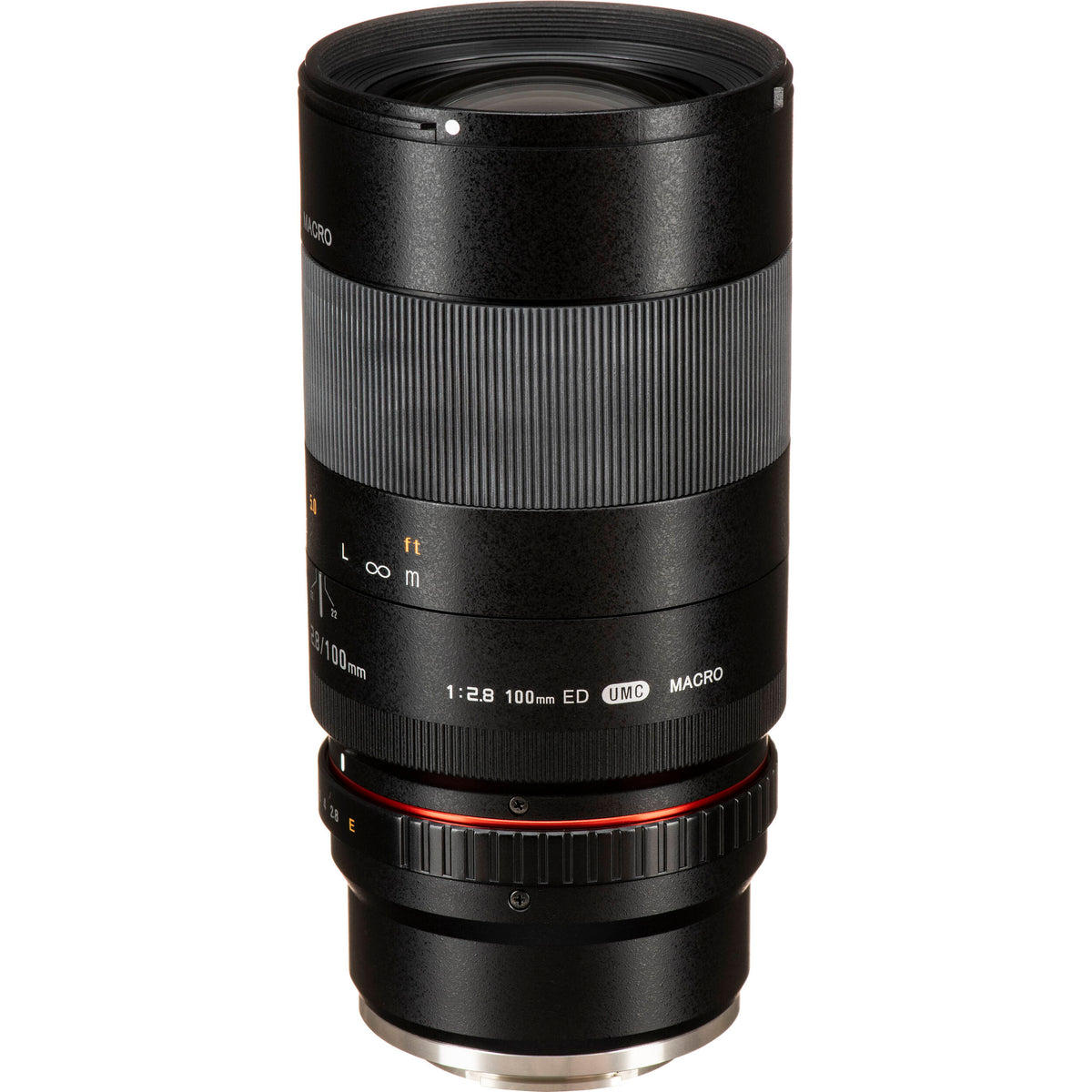 Lente Rokinon 100mm f/2.8 Macro - vista frontal
