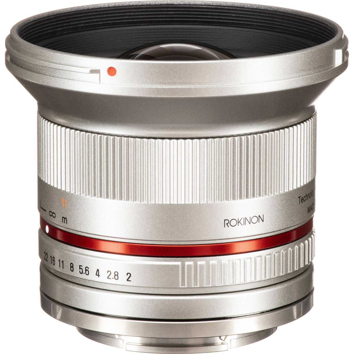 Lente Rokinon 12mm f/2.0 NCS CS (Plateado) - vista frontal