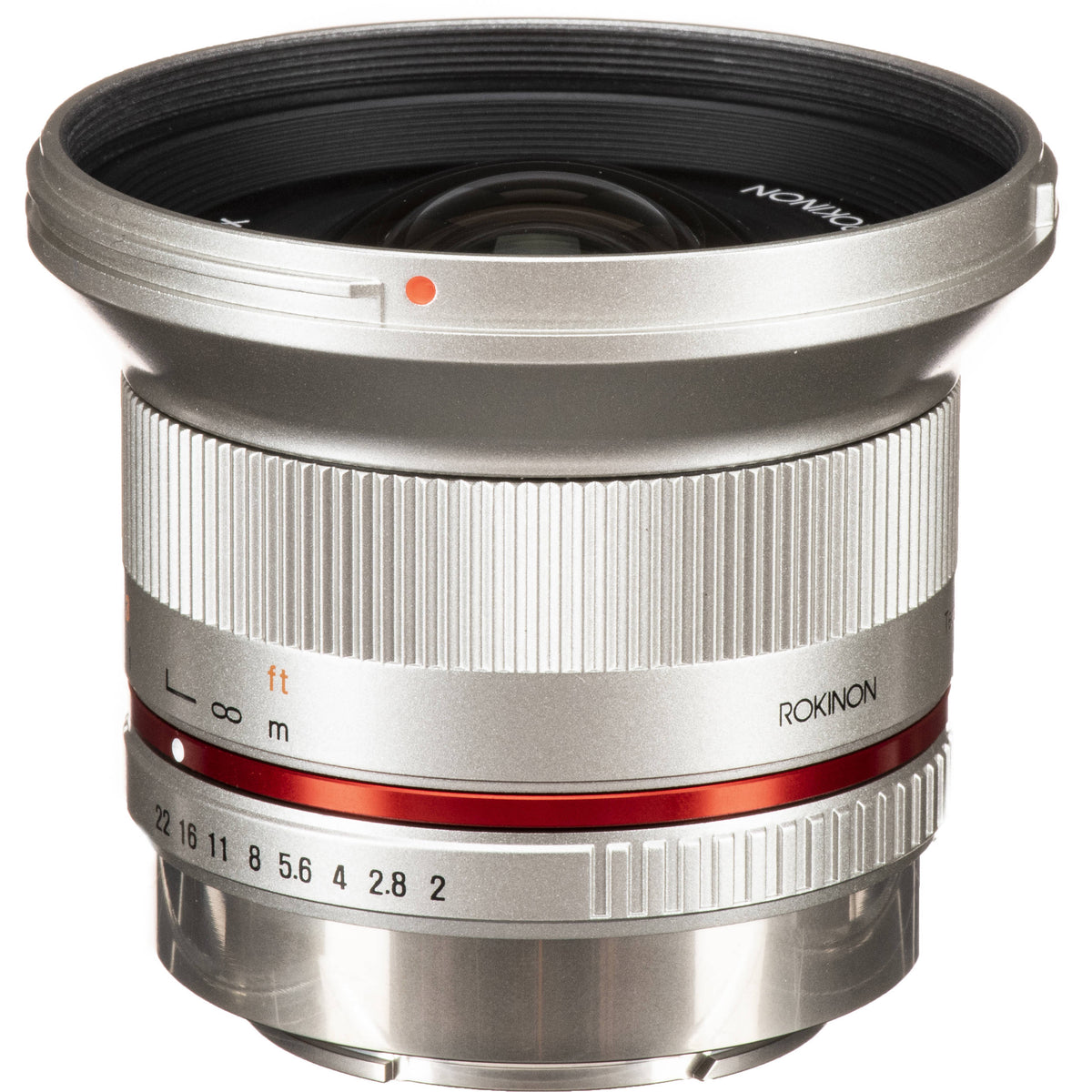 Lente Rokinon 12mm f/2.0 NCS (Plateado) - vista frontal