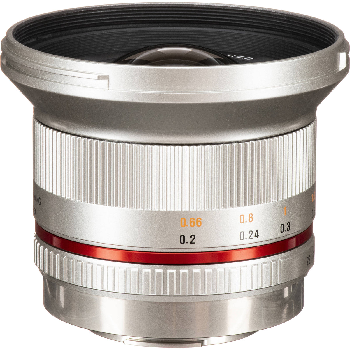 Lente Rokinon 12mm f/2.0 NCS (Plateado) - vista lateral