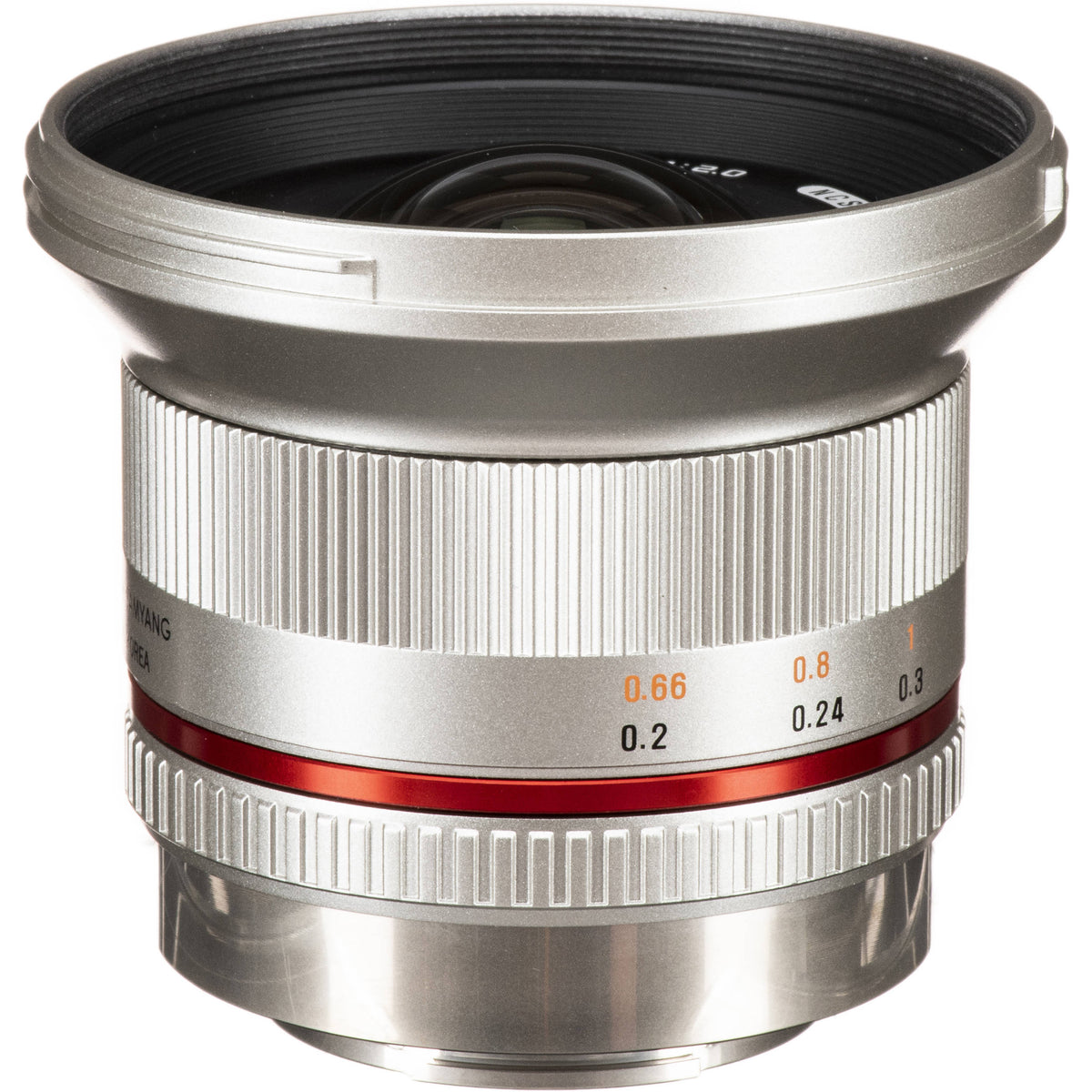 Lente Rokinon 12mm f/2.0 NCS (Plateado) - vista lateral