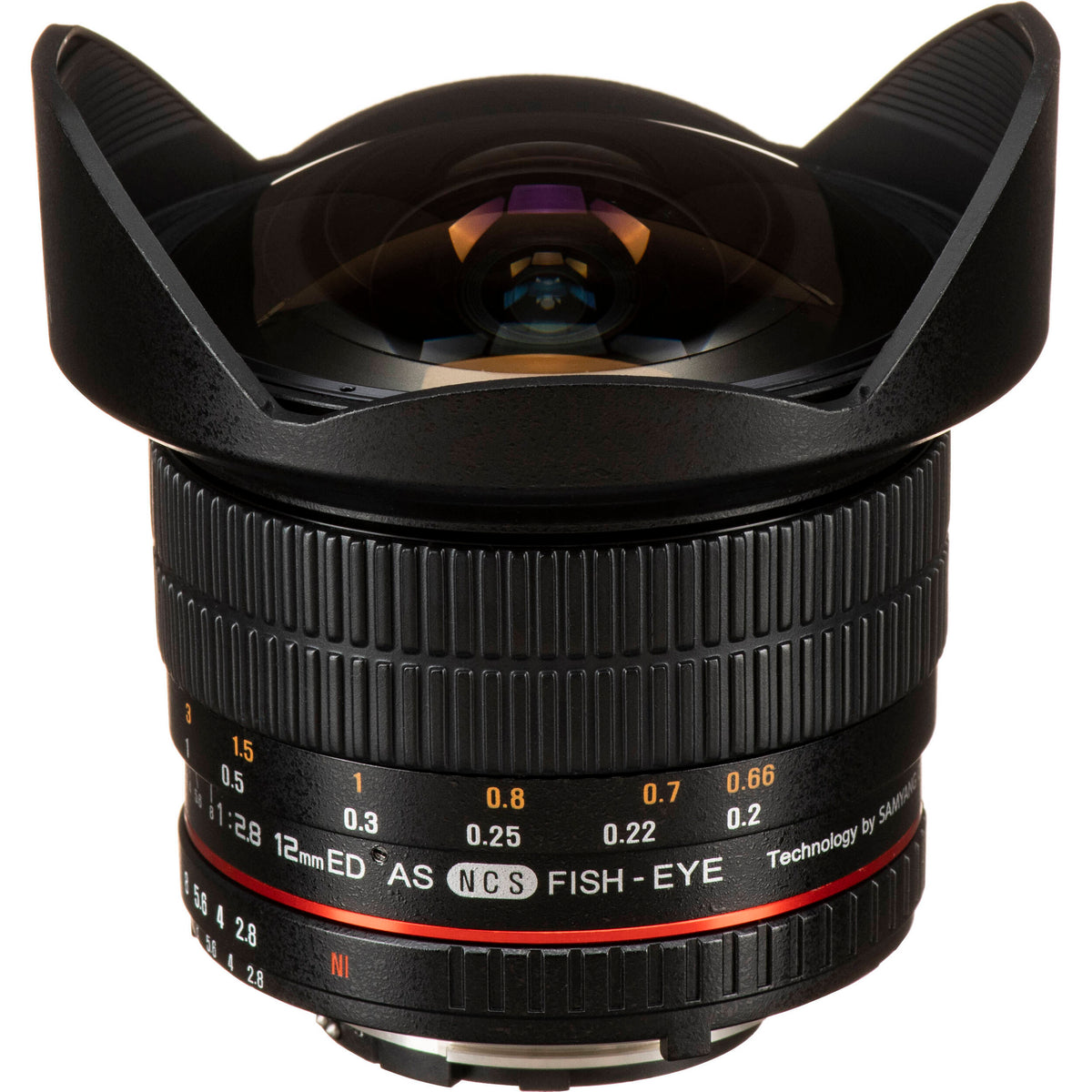 Lente Rokinon 12mm f/2.8 ED AS IF NCS UMC Fisheye con AE Chip - vista frontal