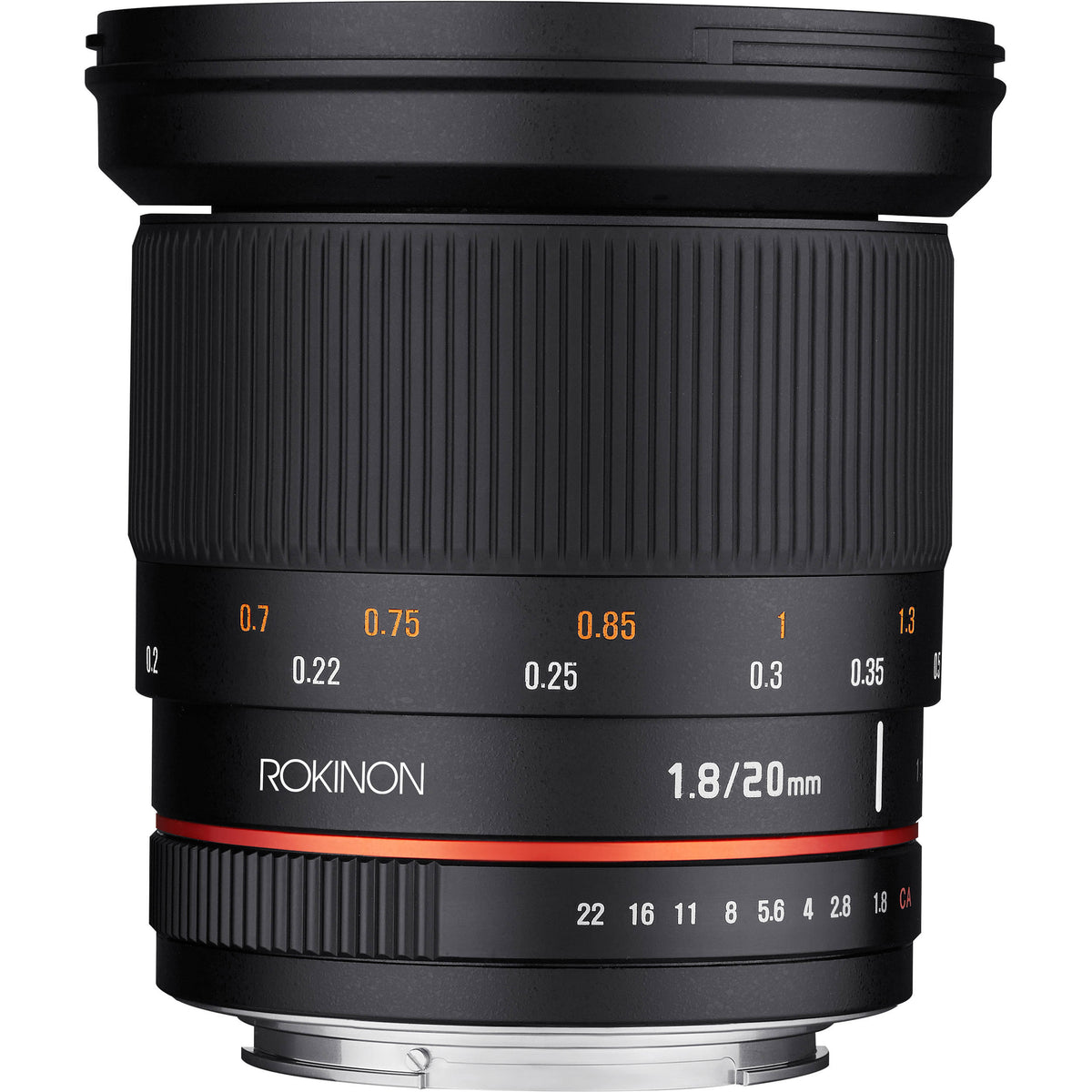Lente Rokinon 20mm f/1.8 ED AS UMC - vista frontal