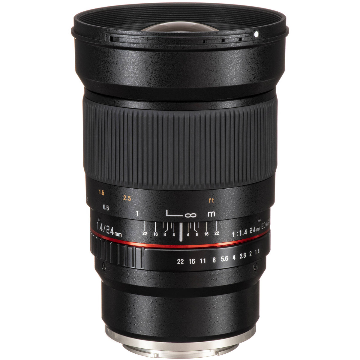 Lente Rokinon 24mm f/1.4 ED AS IF UMC - vista frontal