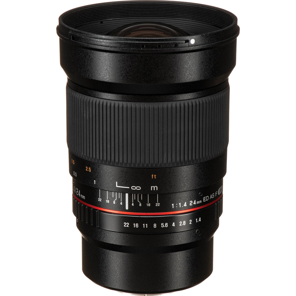 Lente Rokinon 24mm f/1.4 ED AS IF UMC - vista frontal