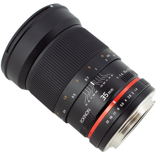 Lente Rokinon 35mm f/1.4 AS - vista frontal