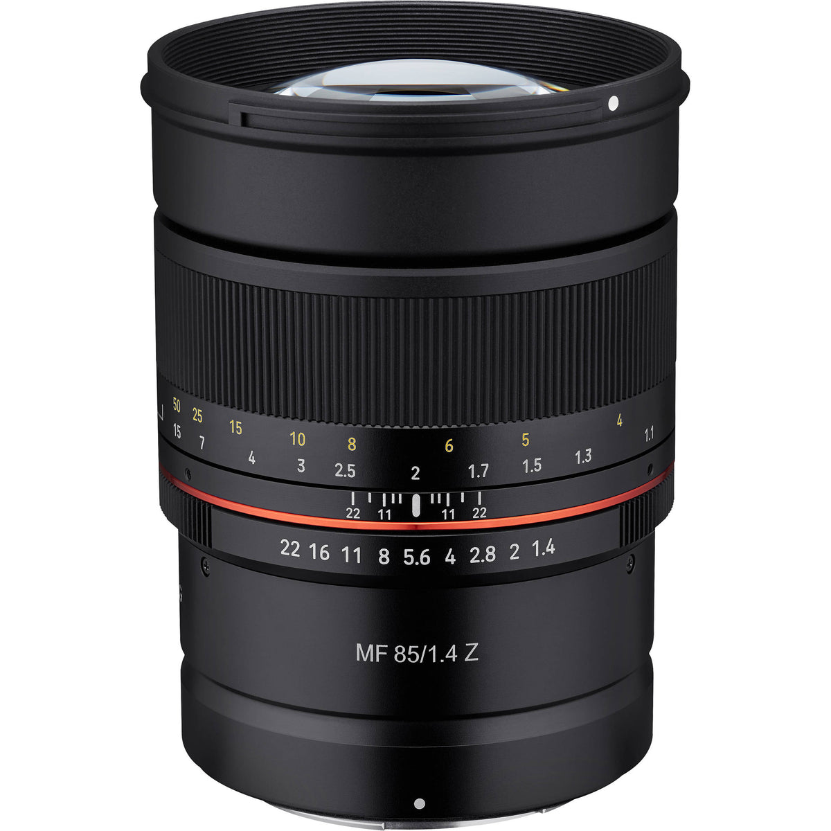 Lente Rokinon 85mm f/1.4 - vista frontal