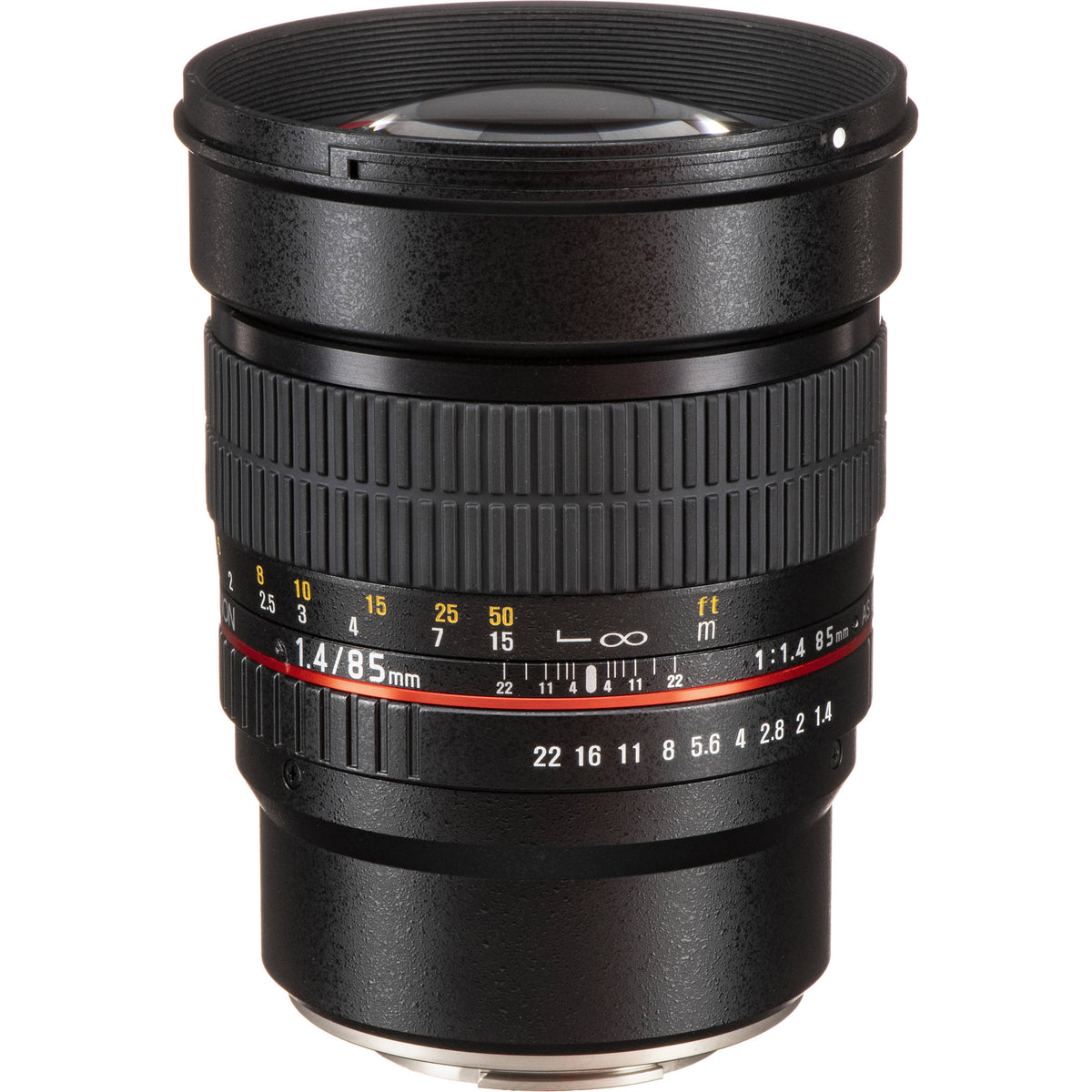 Lente Rokinon 85mm f/1.4 AS IF - vista frontal