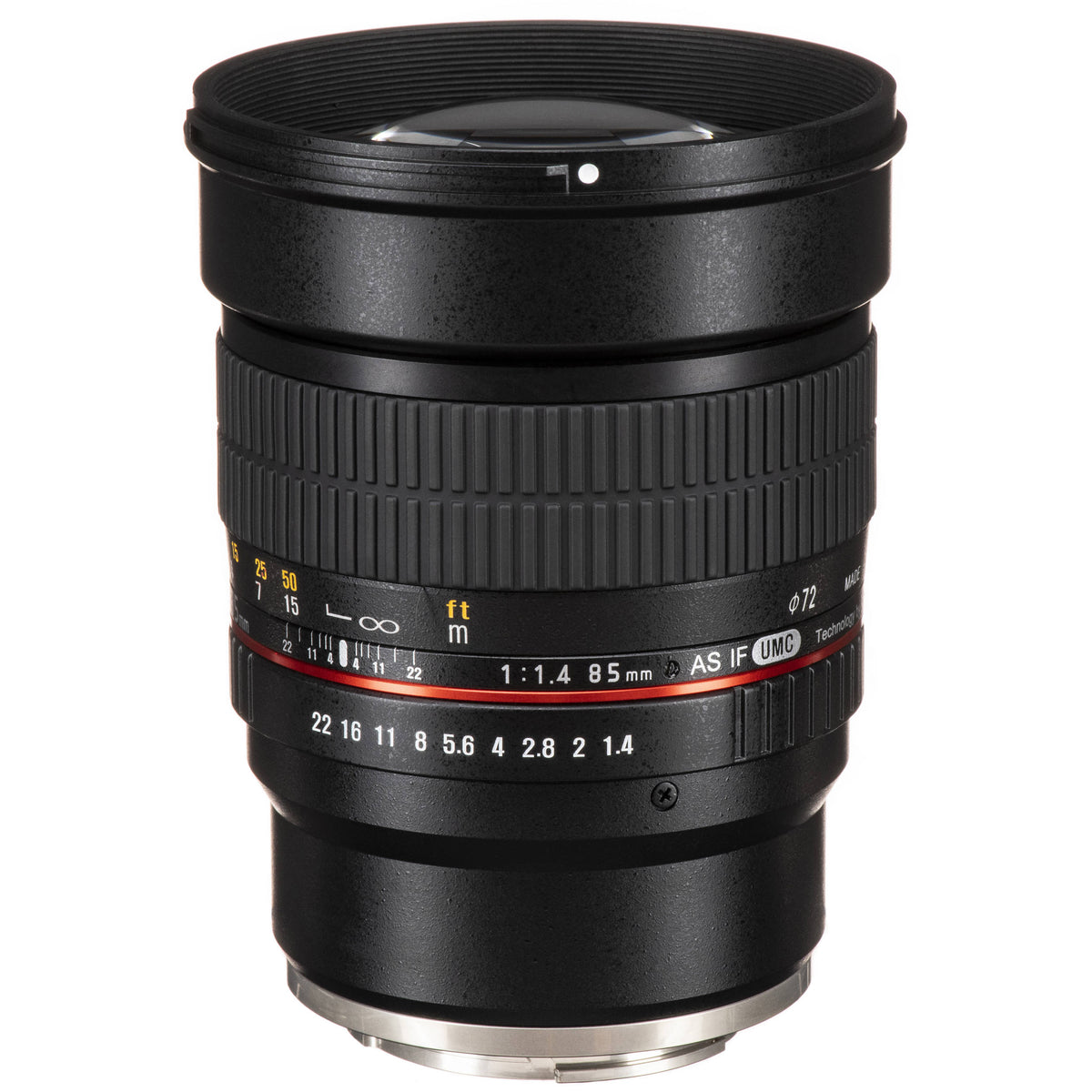 Lente Rokinon 85mm f/1.4 AS IF UMC - vista frontal