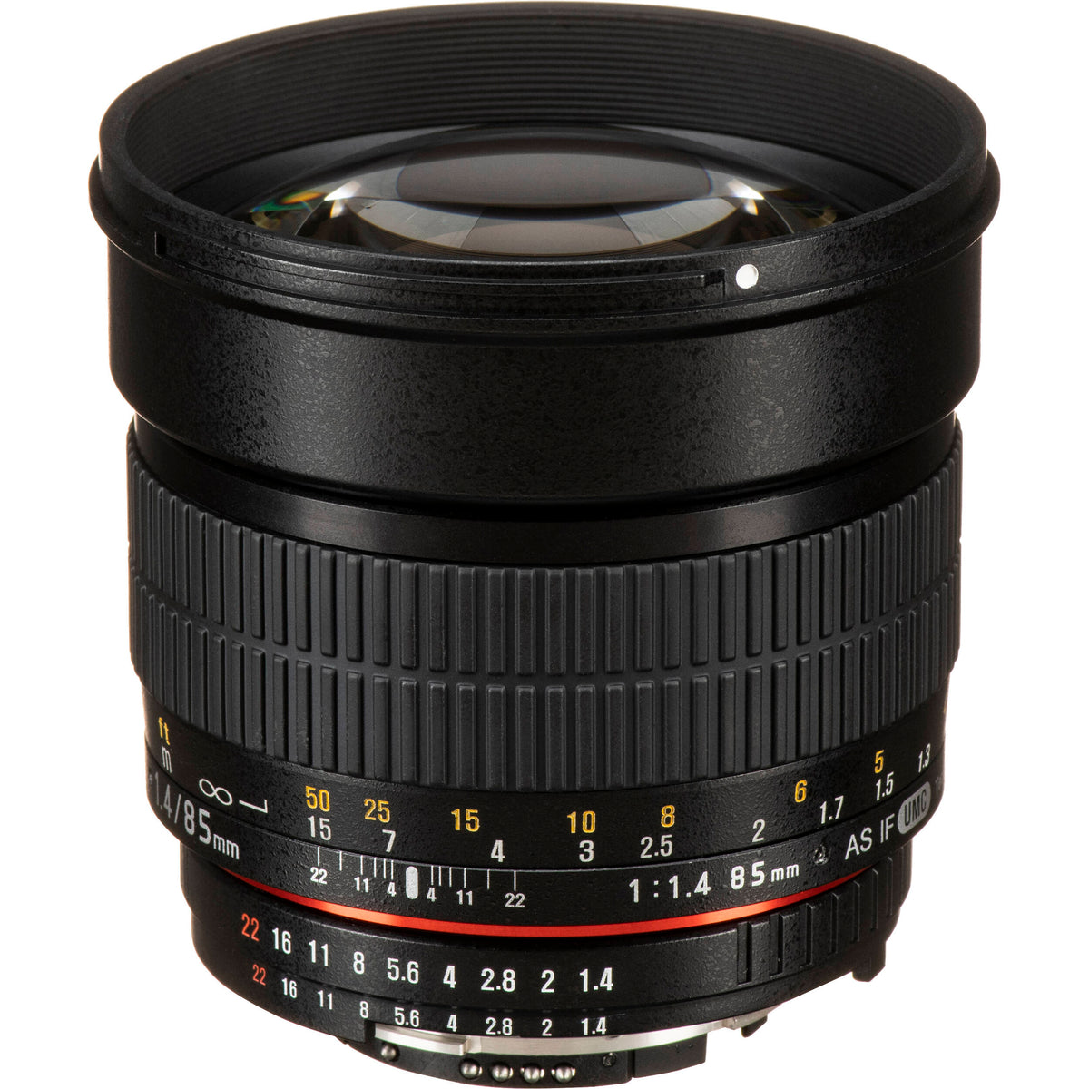 Lente Rokinon 85mm f/1.4 AS IF UMC - vista frontal