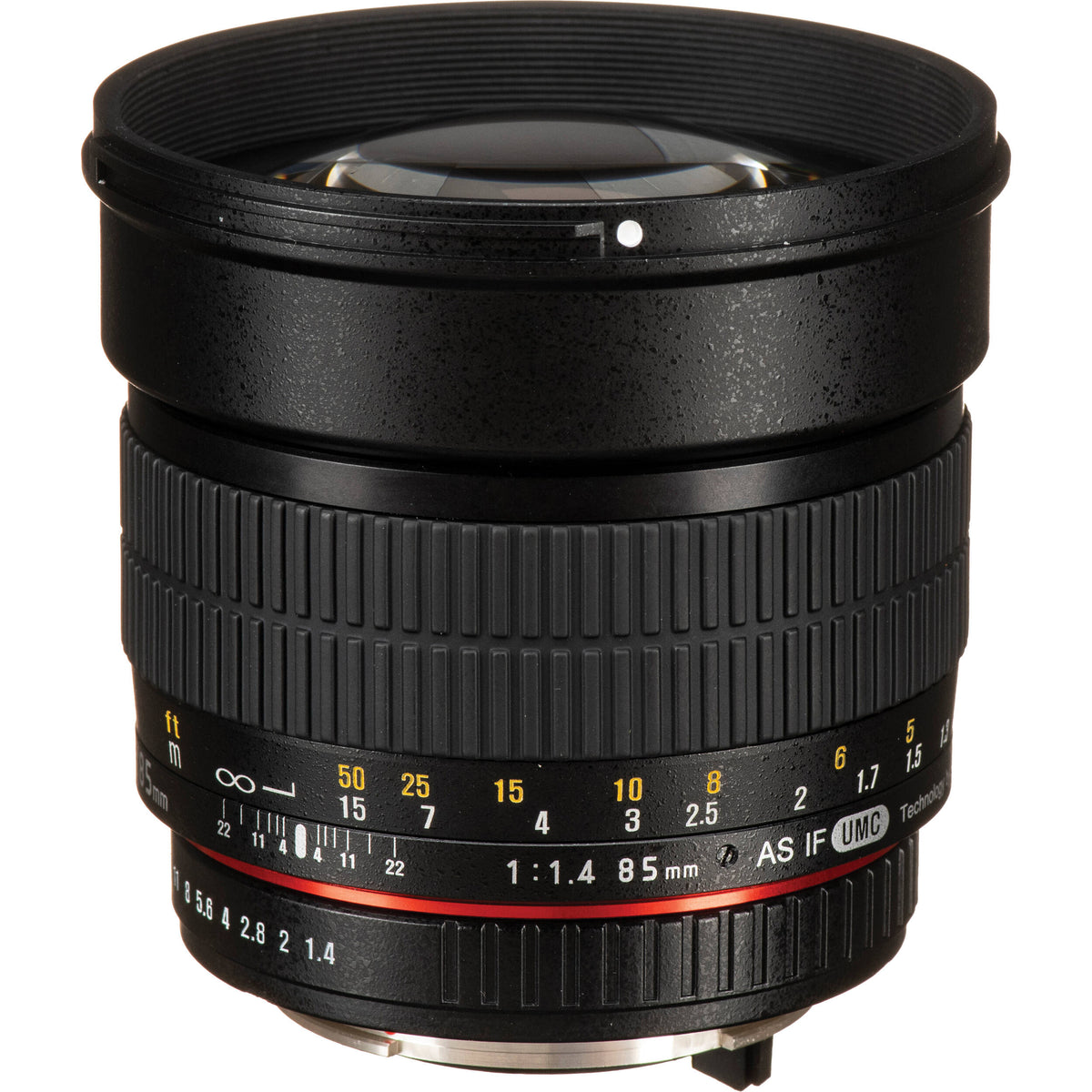 Lente Rokinon 85mm f/1.4 AS IF UMC - vista frontal