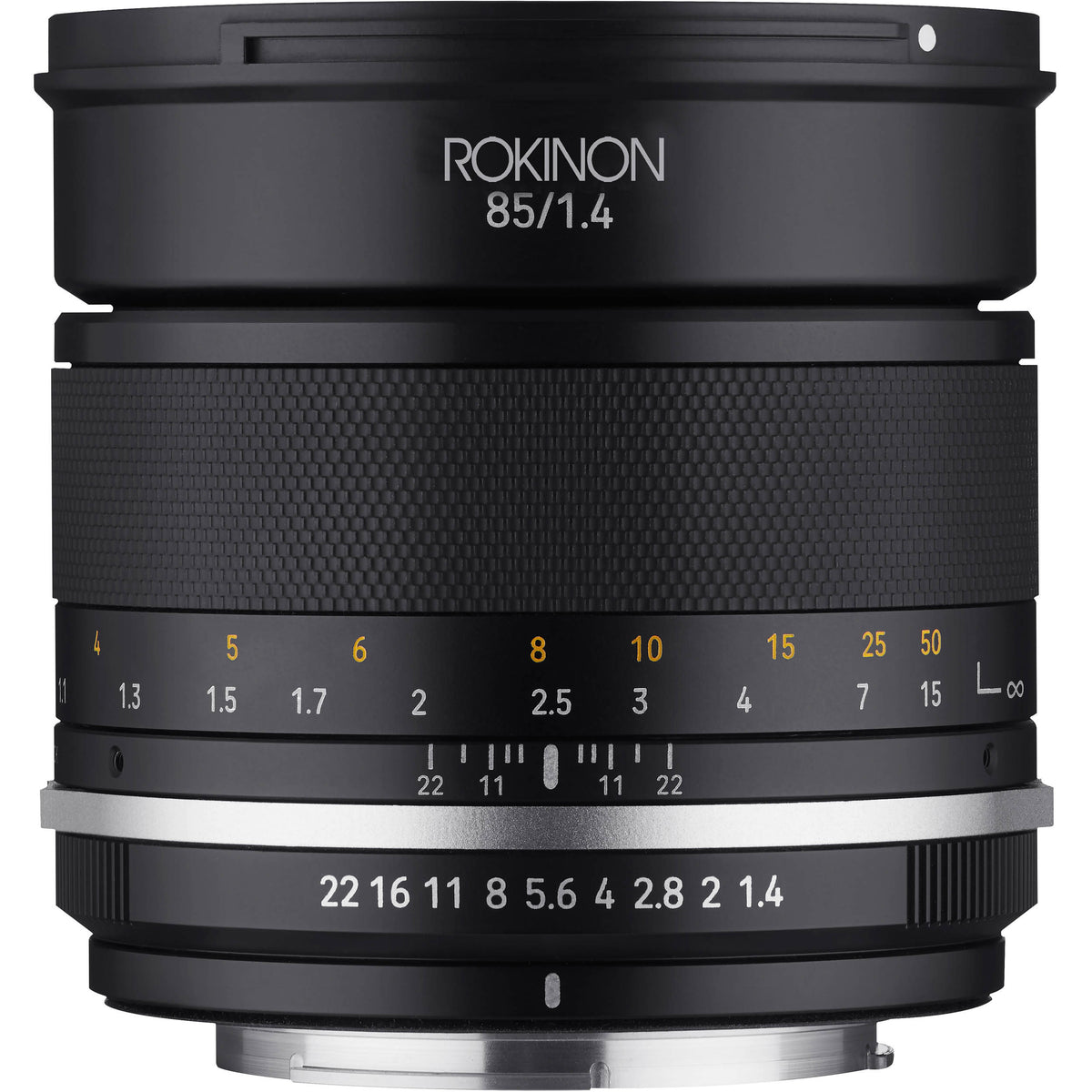 Lente Rokinon 85mm f/1.4 Series II - vista frontal