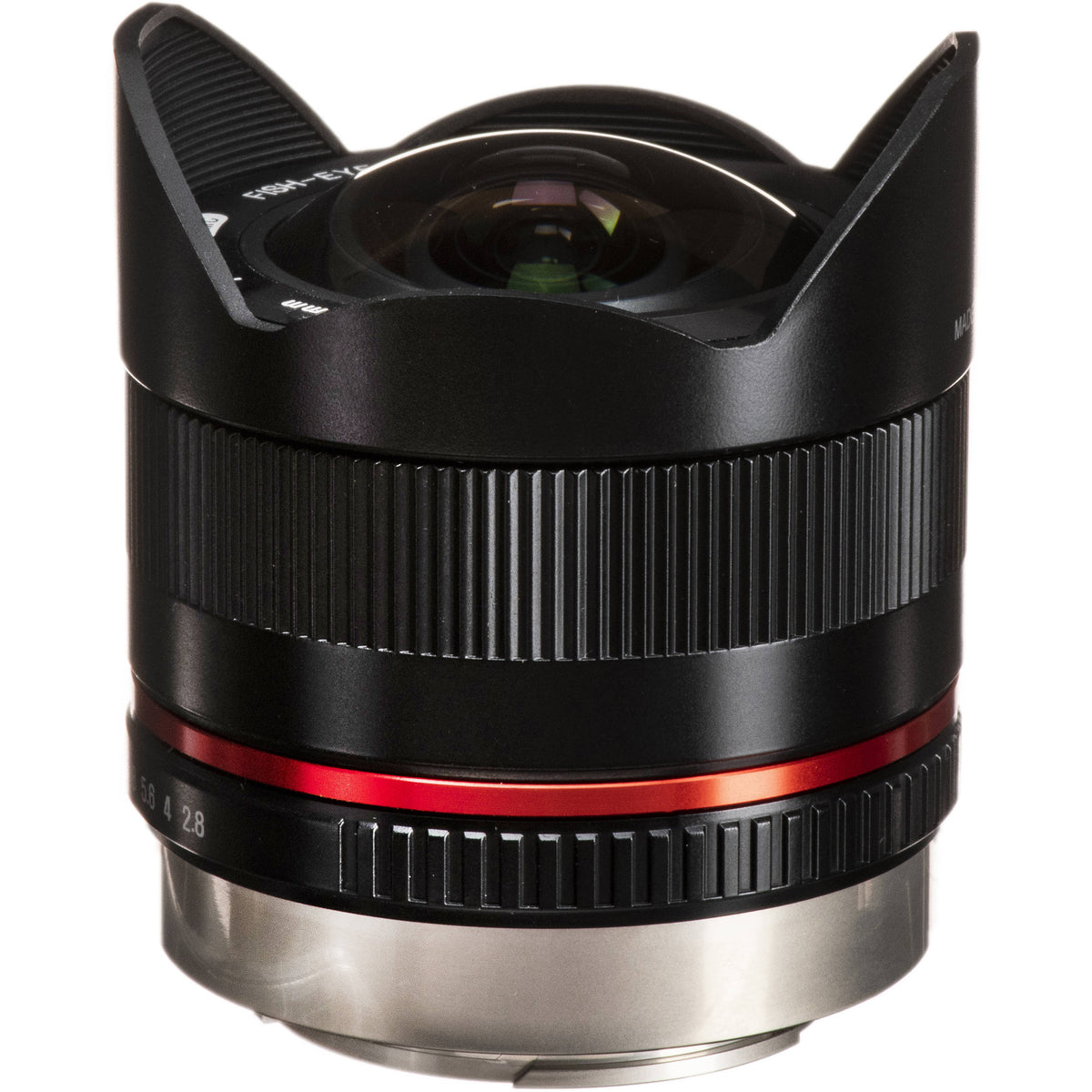 Lente Rokinon 8mm f/2.8 UMC Fisheye II (Negro) - vista frontal