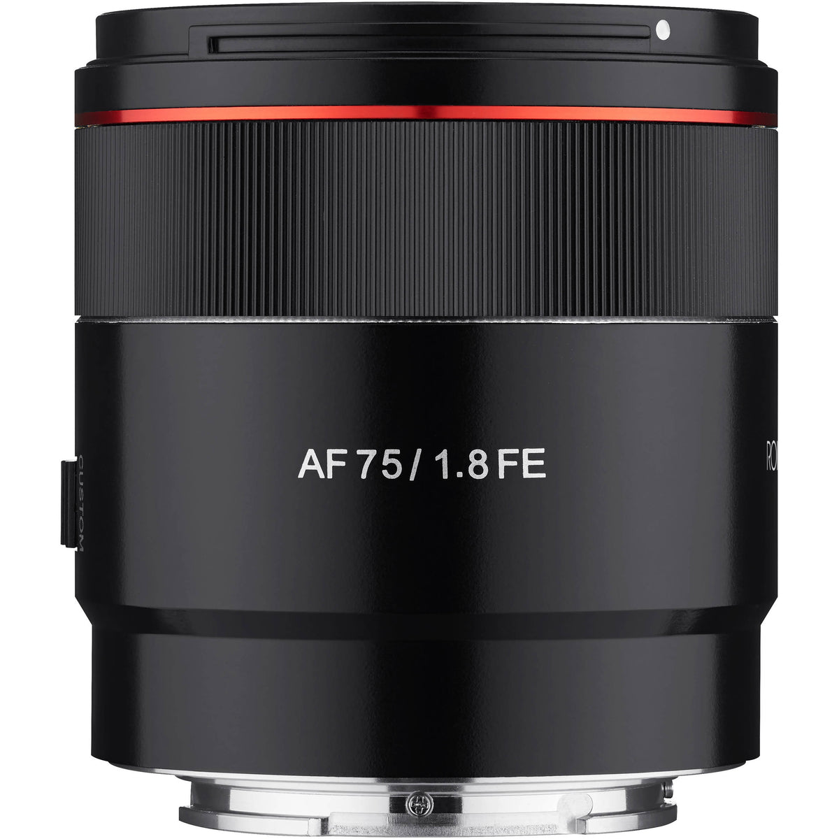 Lente Rokinon AF 75mm f/1.8 FE - vista frontal