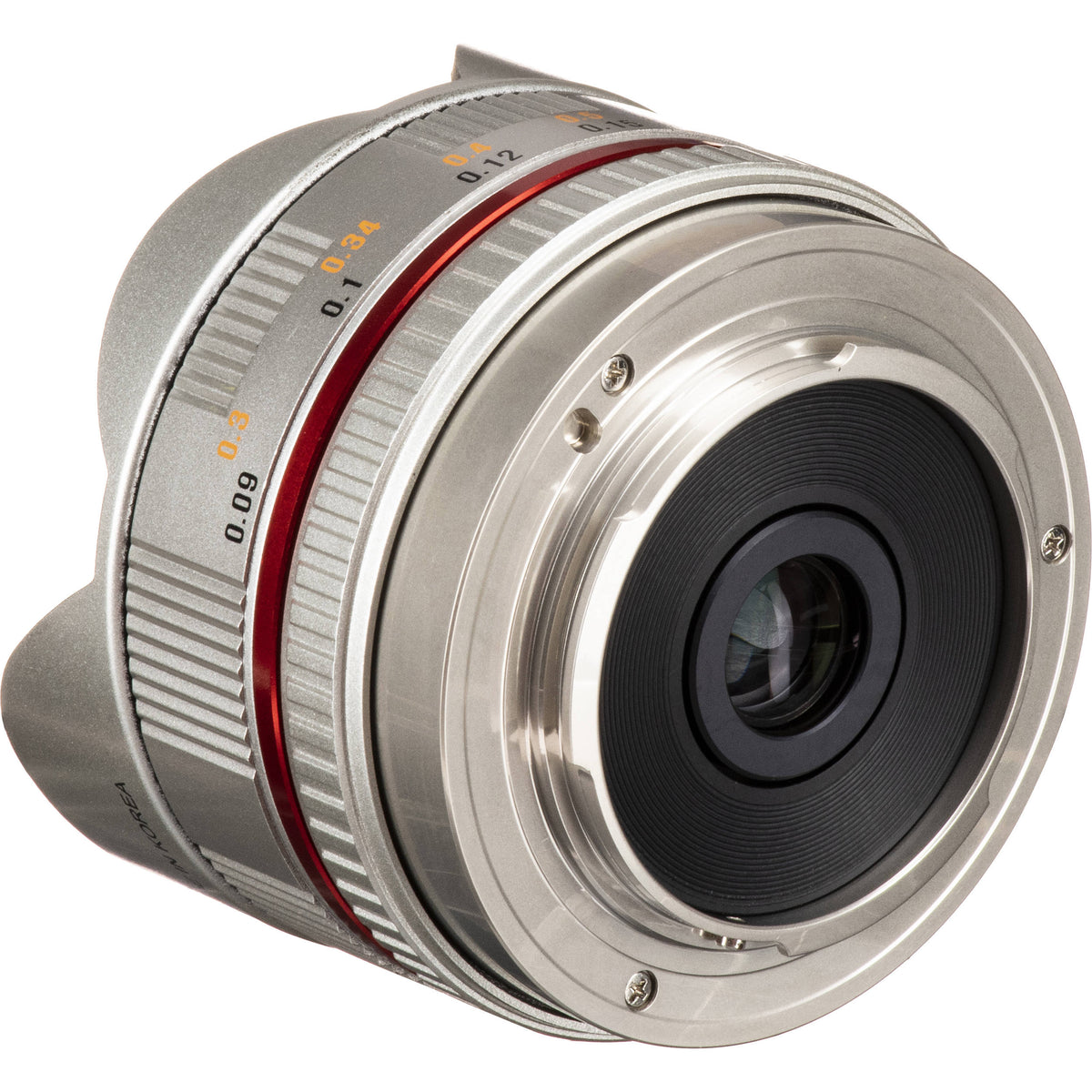 Lente Samyang 7.5mm f/3.5 UMC Fisheye - Plateado - detalle