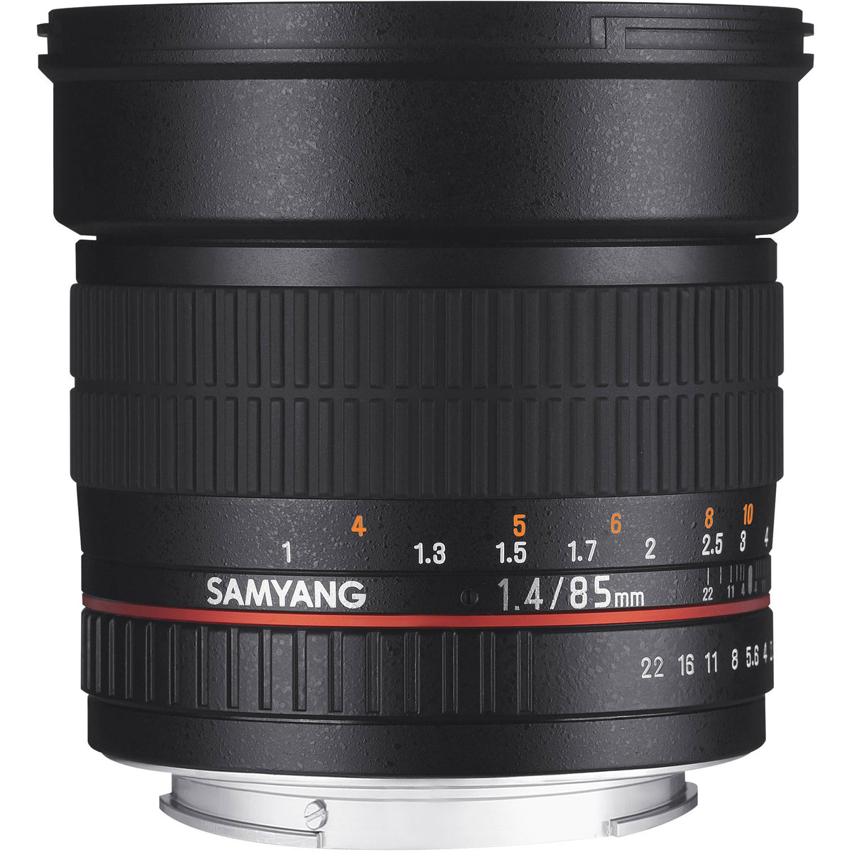 Lente Samyang 85mm f/1.4 Aspherical para Canon - vista lateral