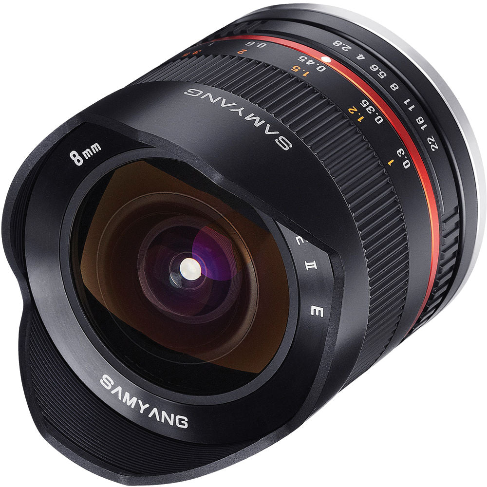 Lente Samyang 8mm f/2.8 Fisheye II - vista frontal