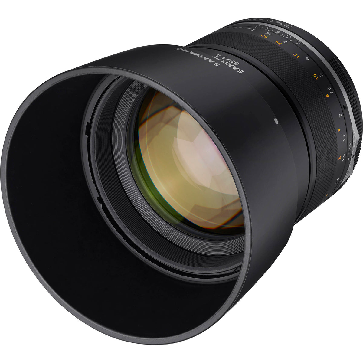 Lente Samyang MF 85mm f/1.4 WS Mk2 - vista lateral