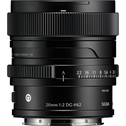 Lente Sigma 20mm f/2 DG Contemporary (Negro) - vista frontal