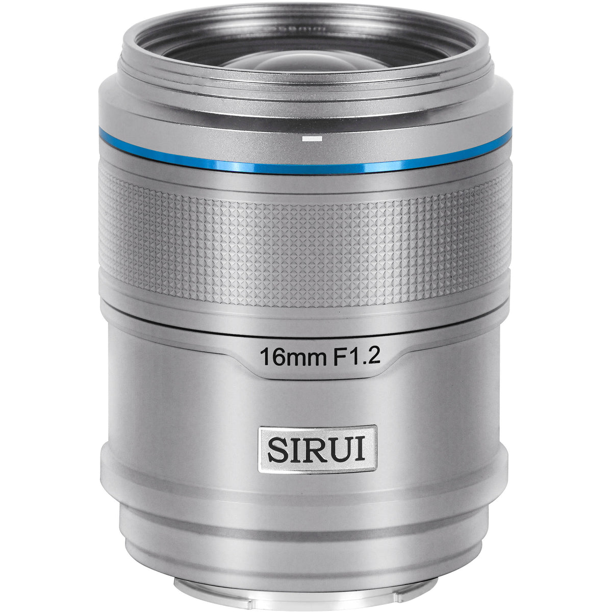 Lente Sirui Sniper 16mm f/1.2 Autofocus (Plateado) - vista frontal