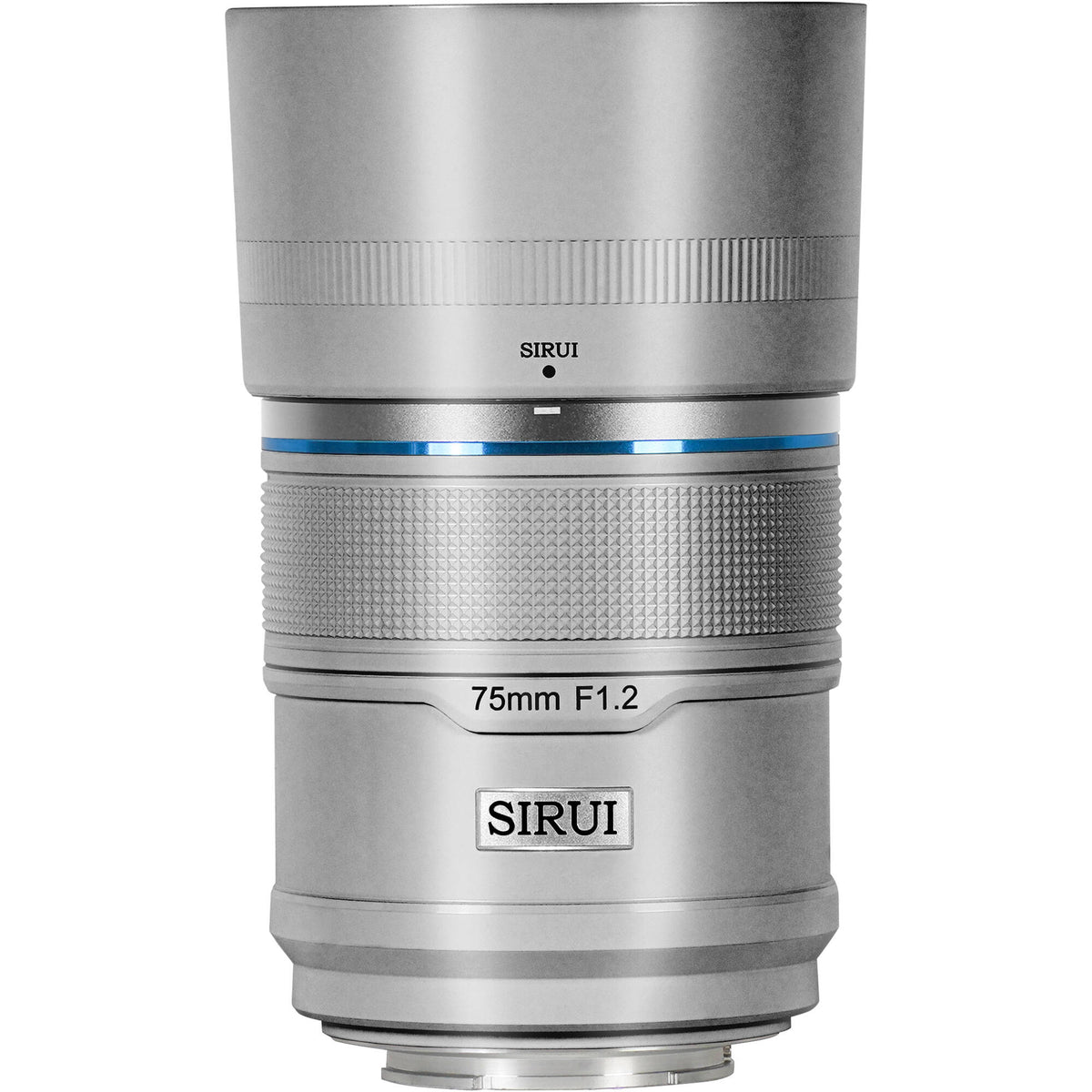 Lente Sirui Sniper 75mm f/1.2 Autofocus (Plateado) - vista frontal