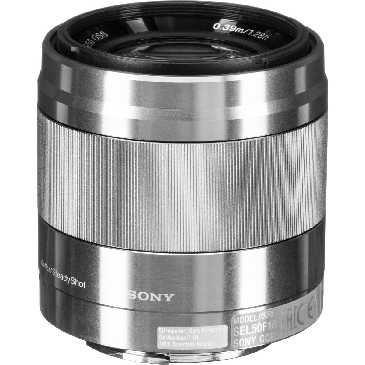 Lente Sony E 50mm f/1.8 OSS (Plateado) - vista frontal