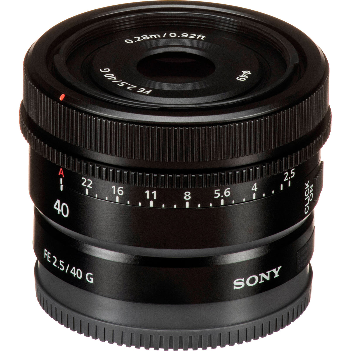 Lente Sony FE 40mm f/2.5 G - contenido de la caja