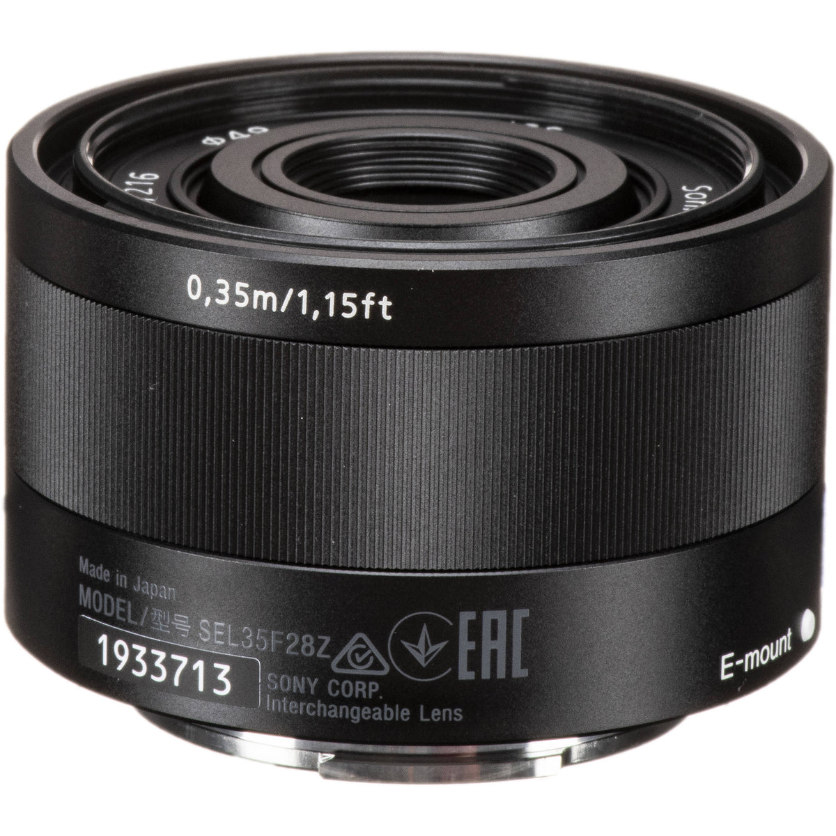 Lente Sony Sonnar T* FE 35mm f/2.8 ZA - vista lateral