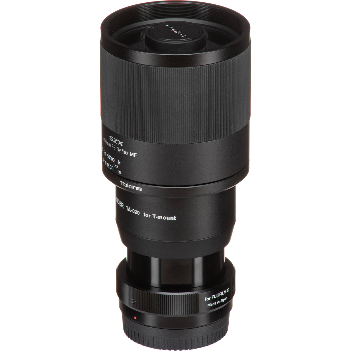 Lente Tokina SZX 400mm f/8 Reflex MF con 2x Extender Kit - vista frontal